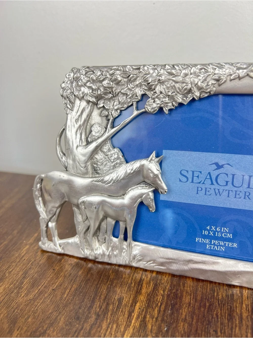 Vintage 1993 Pewter Silver Horse 4x6 Picture Frame Equestrian Farmhouse Cottage